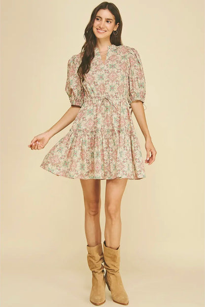 Boho Floral Print Mini Dress