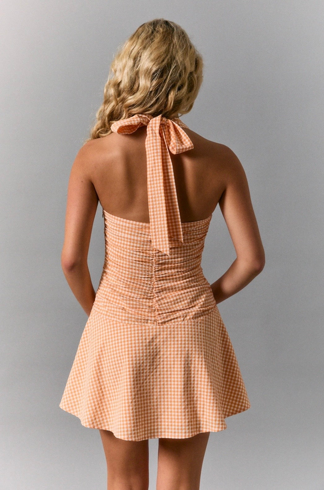 Halter Neck Gingham Mini Dress