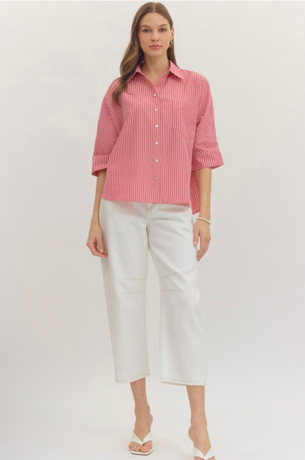 Striped Button Up Top