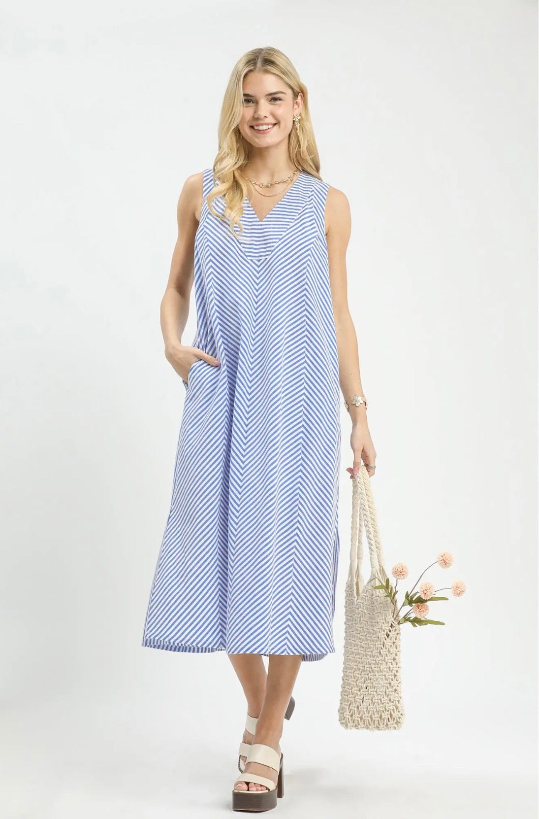 Chevron Stripe Midi Dress