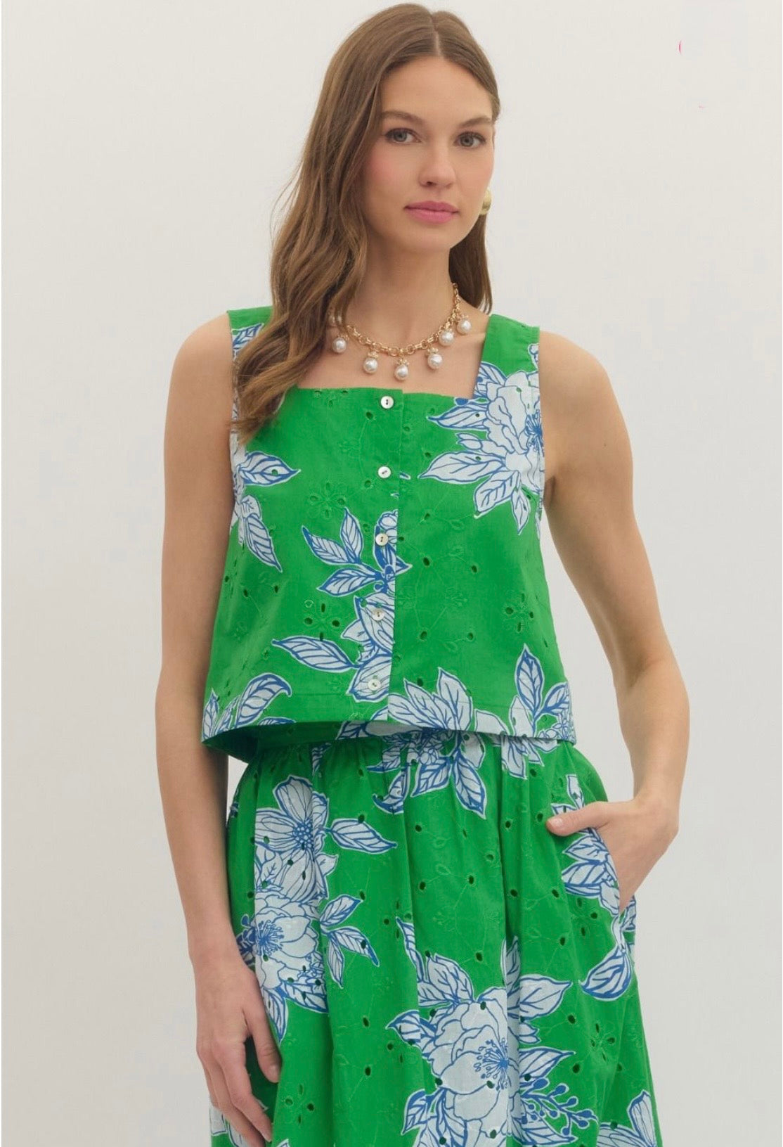 Botanical Square Neck Top (set)