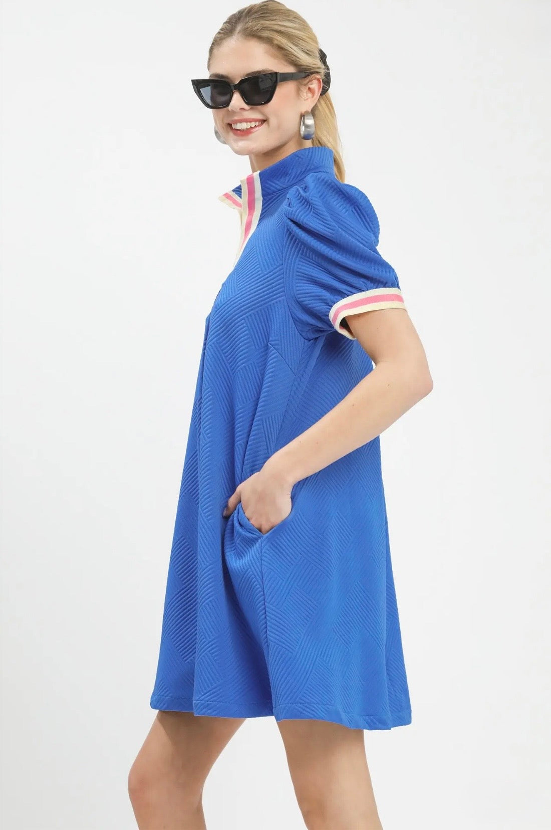 Solid Jacquard Mini Dress