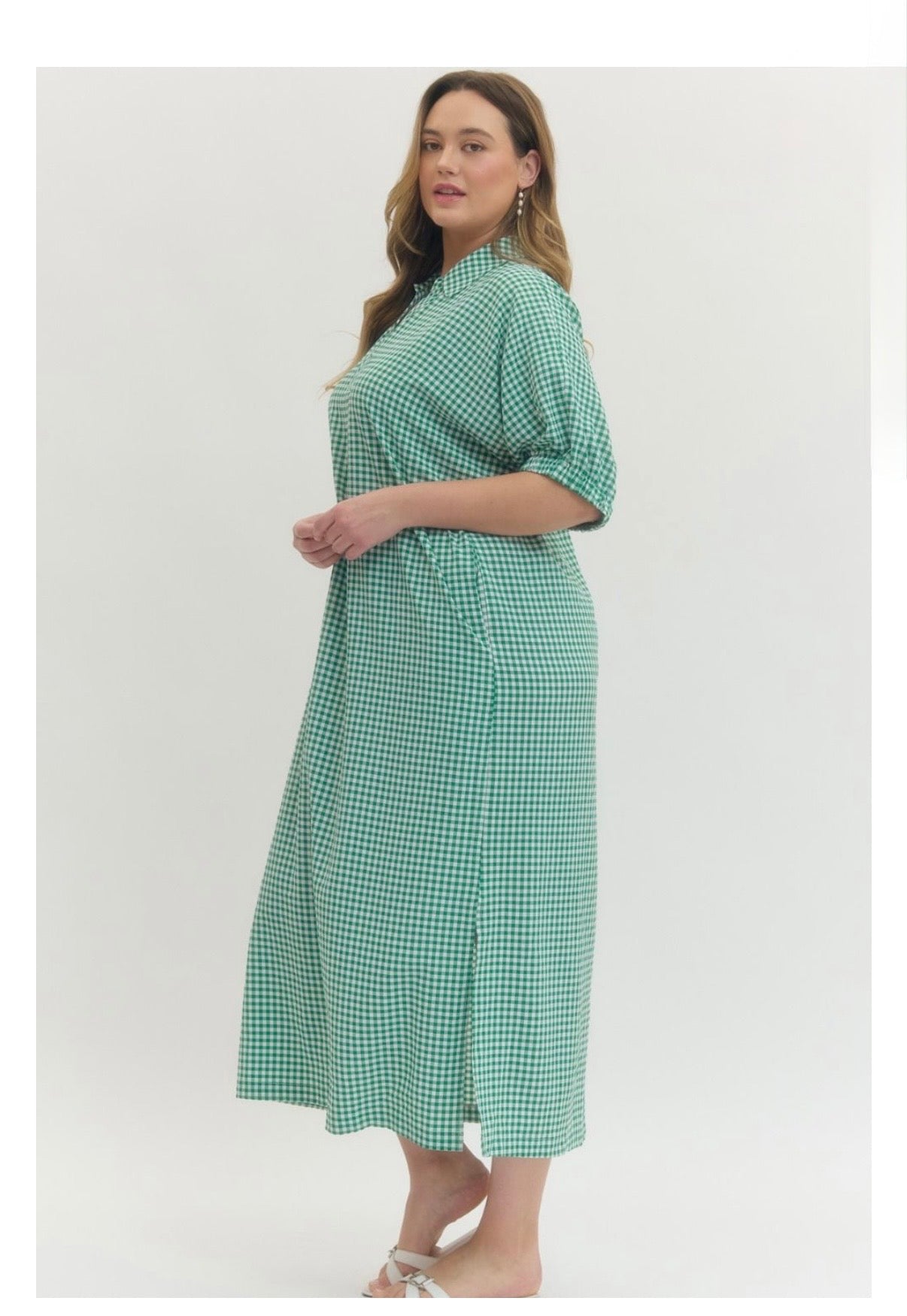 Gingham Midi Dress Curvy
