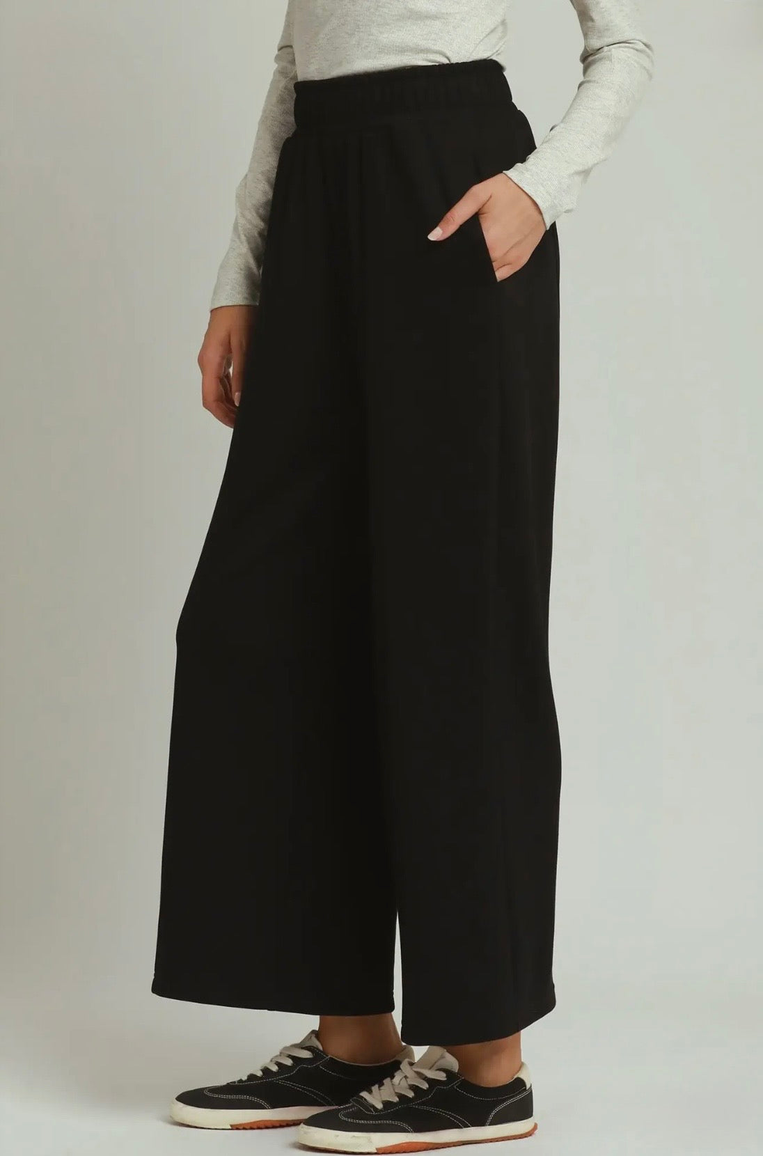 Elastic Wide Leg Pants