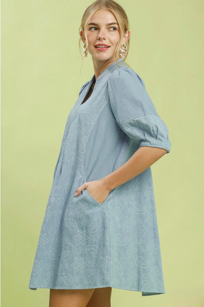 Denim Print Dress