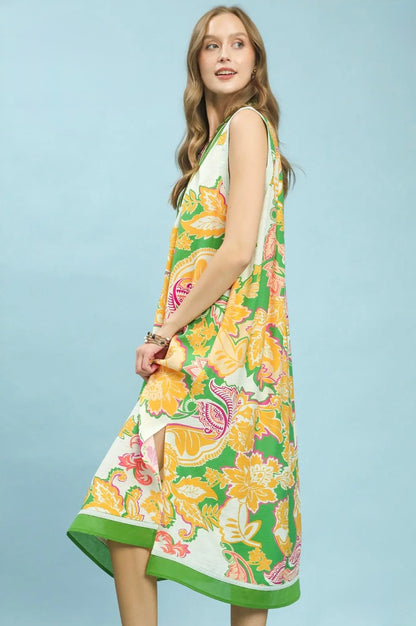 Floral Sleeveless Midi Dress