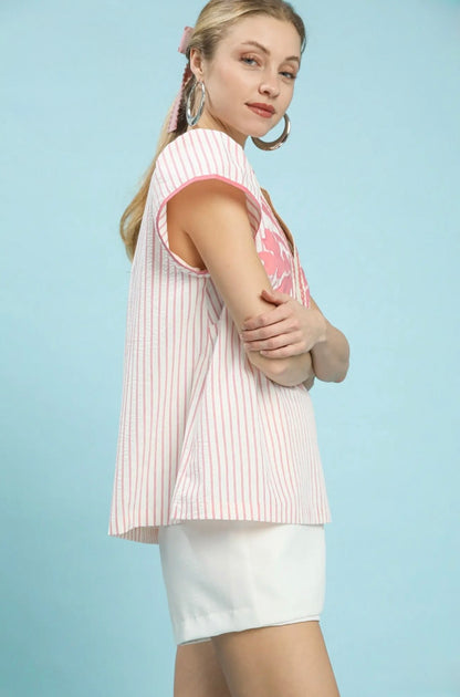 Striped Lace Trim Top