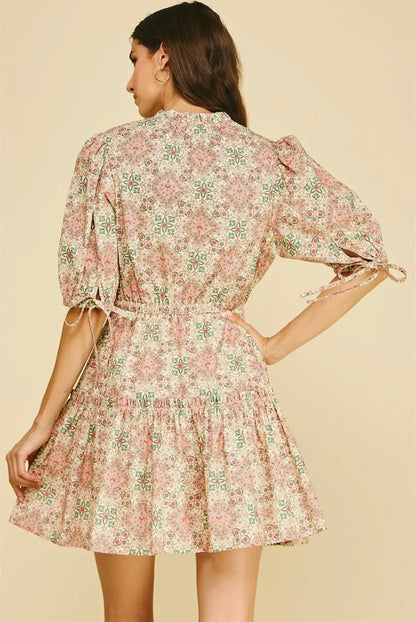 Boho Floral Print Mini Dress