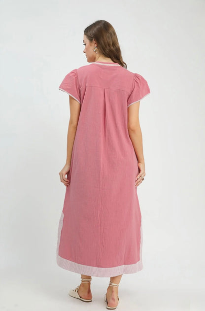 Abstract Applique Midi Dress