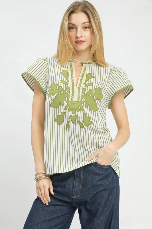 Striped Lace Trim Top