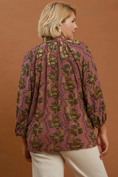 Velvet Floral Blouse Curvy