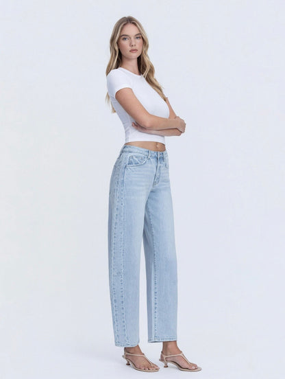 High Rise Crop Barrel Jean