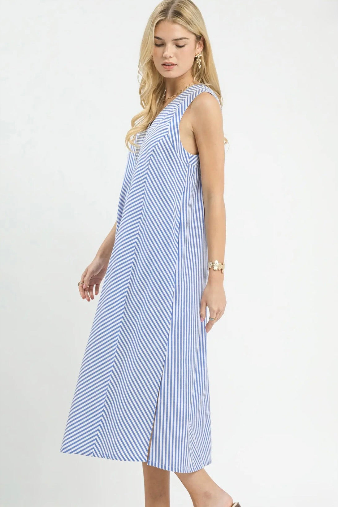 Chevron Stripe Midi Dress