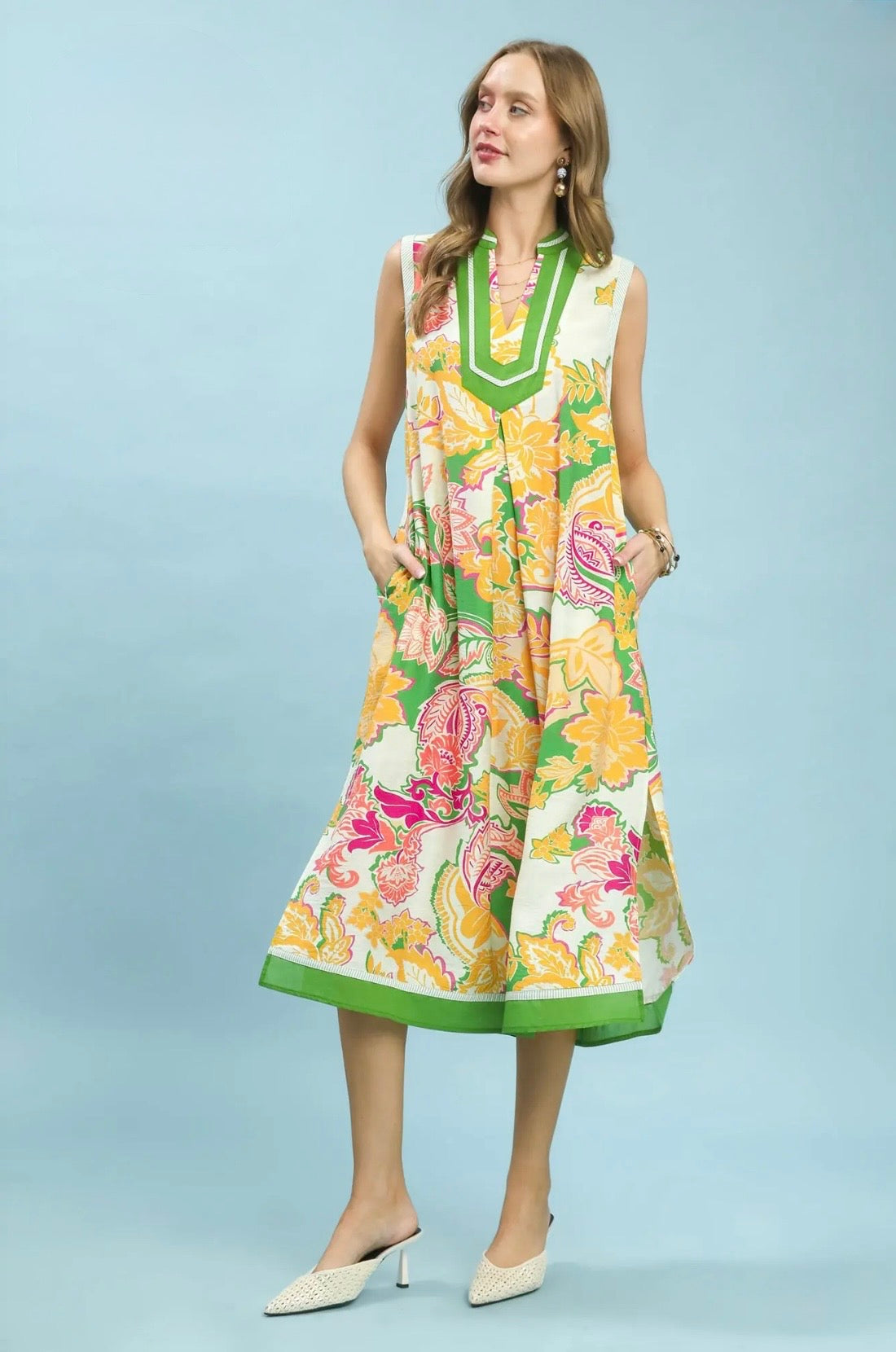 Floral Sleeveless Midi Dress