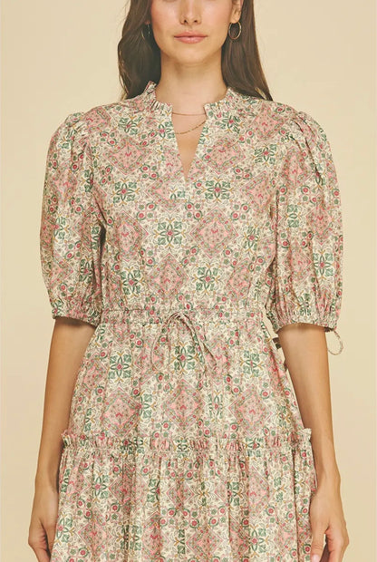 Boho Floral Print Mini Dress