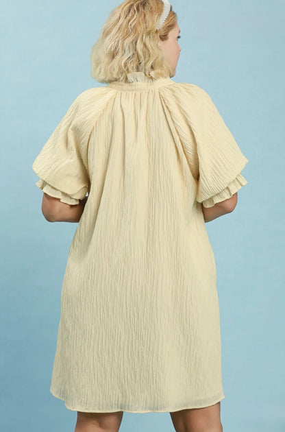 Linen Blend Ruffle Dress Curvy