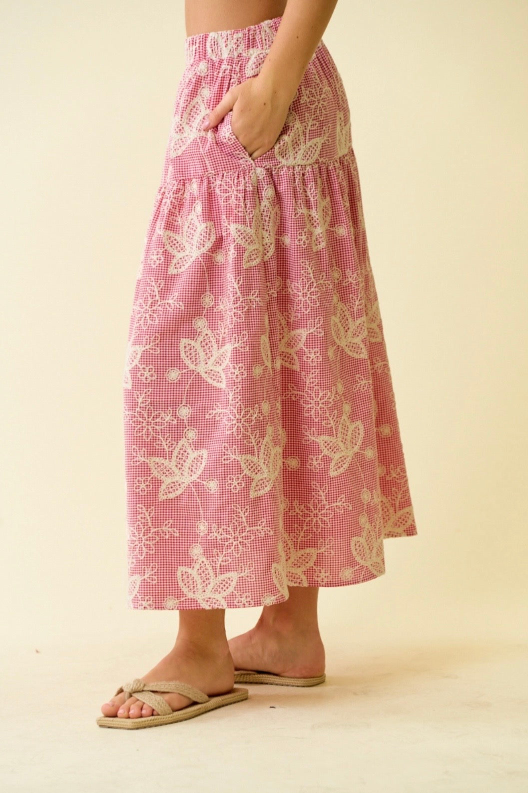 Embroidered Midi Skirt (Set)