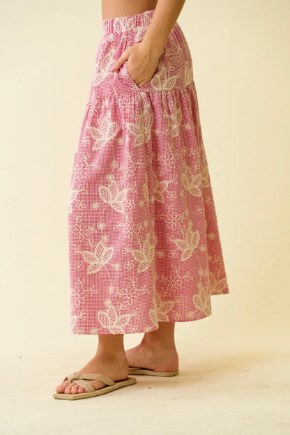 Embroidered Midi Skirt (Set)