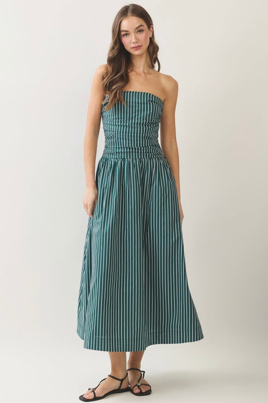 Striped Smocked Midi Dress