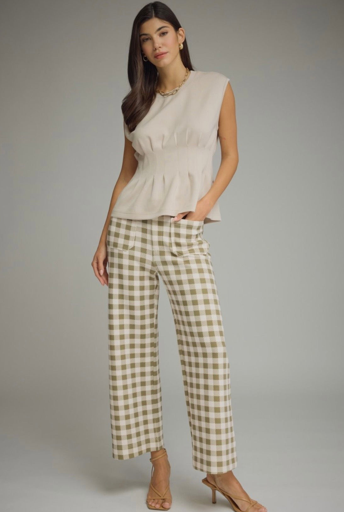 Gingham Wide Leg Pants