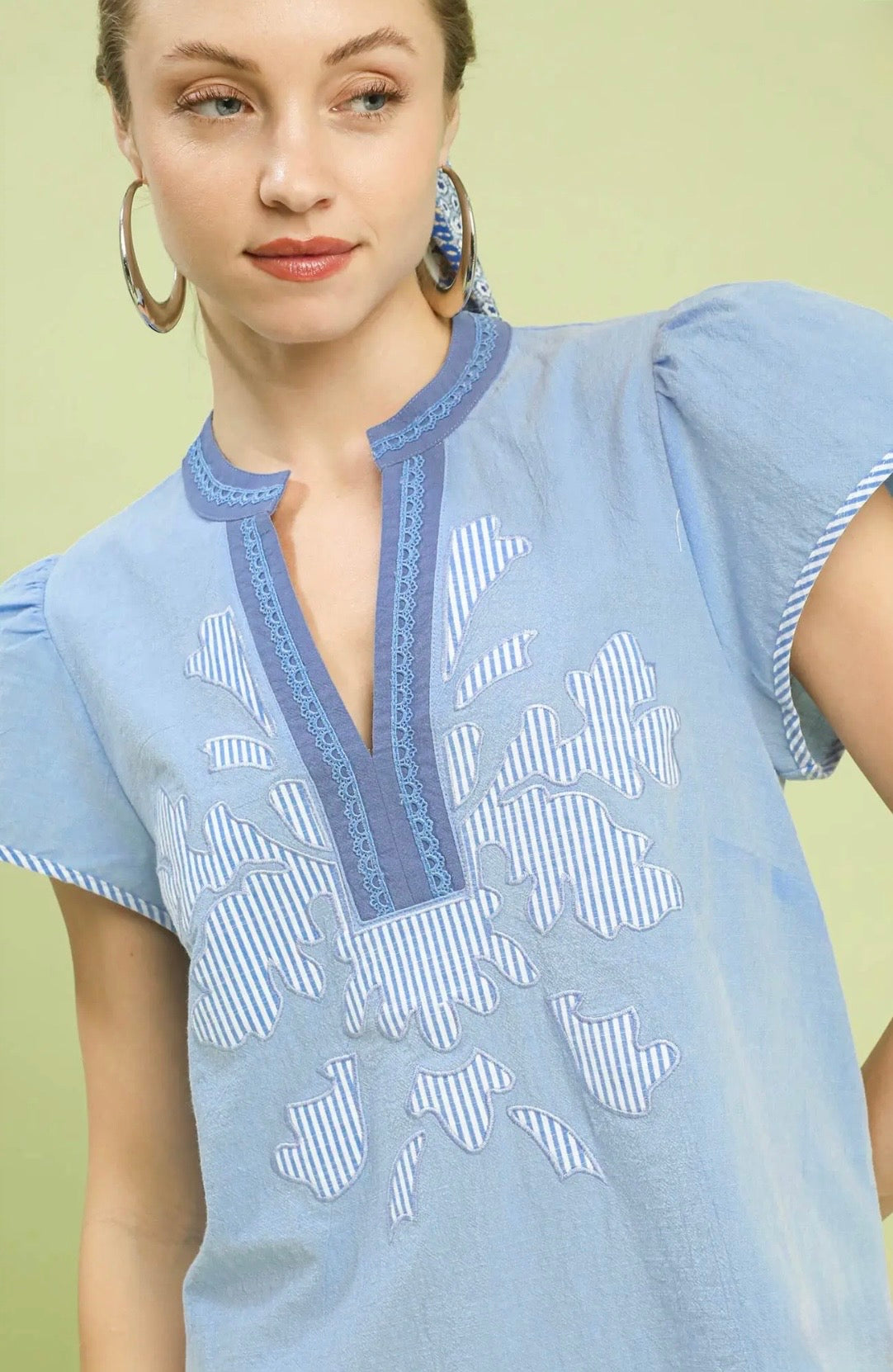 Abstract Split Neck Top