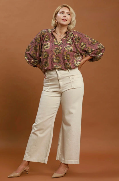 Velvet Floral Blouse Curvy