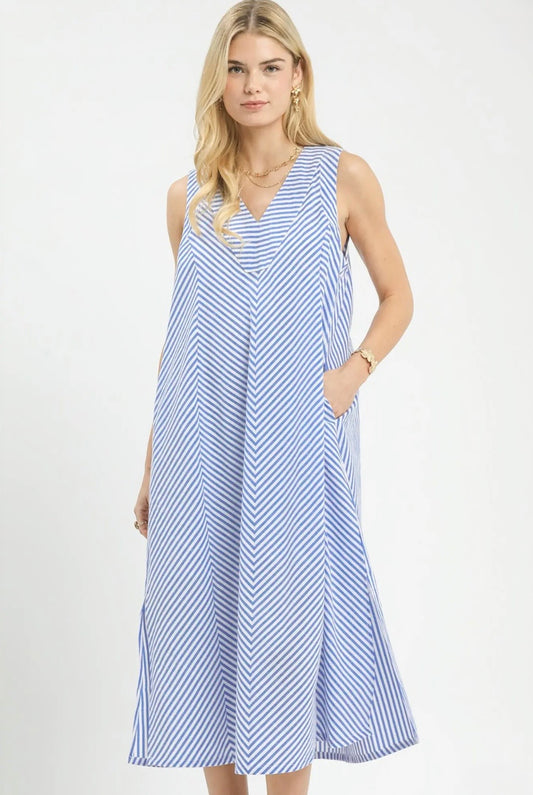 Chevron Stripe Midi Dress