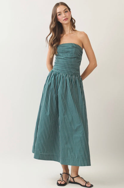 Striped Smocked Midi Dress