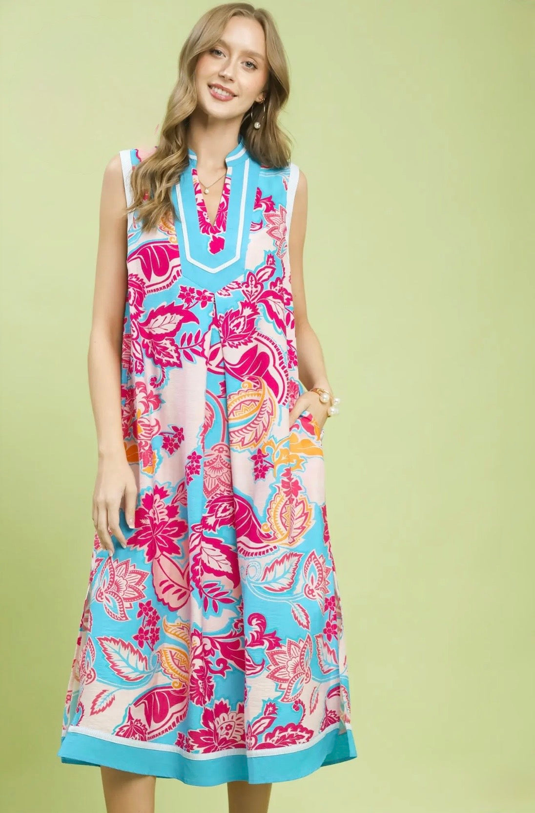Floral Sleeveless Midi Dress