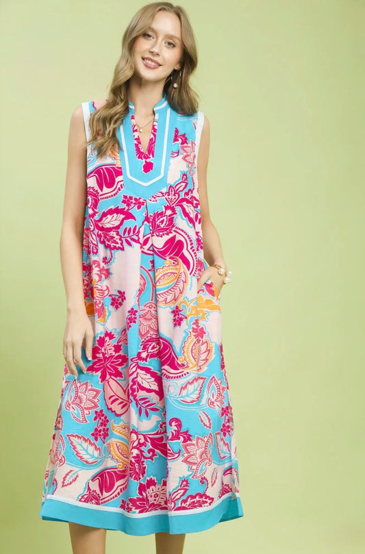 Floral Sleeveless Midi Dress