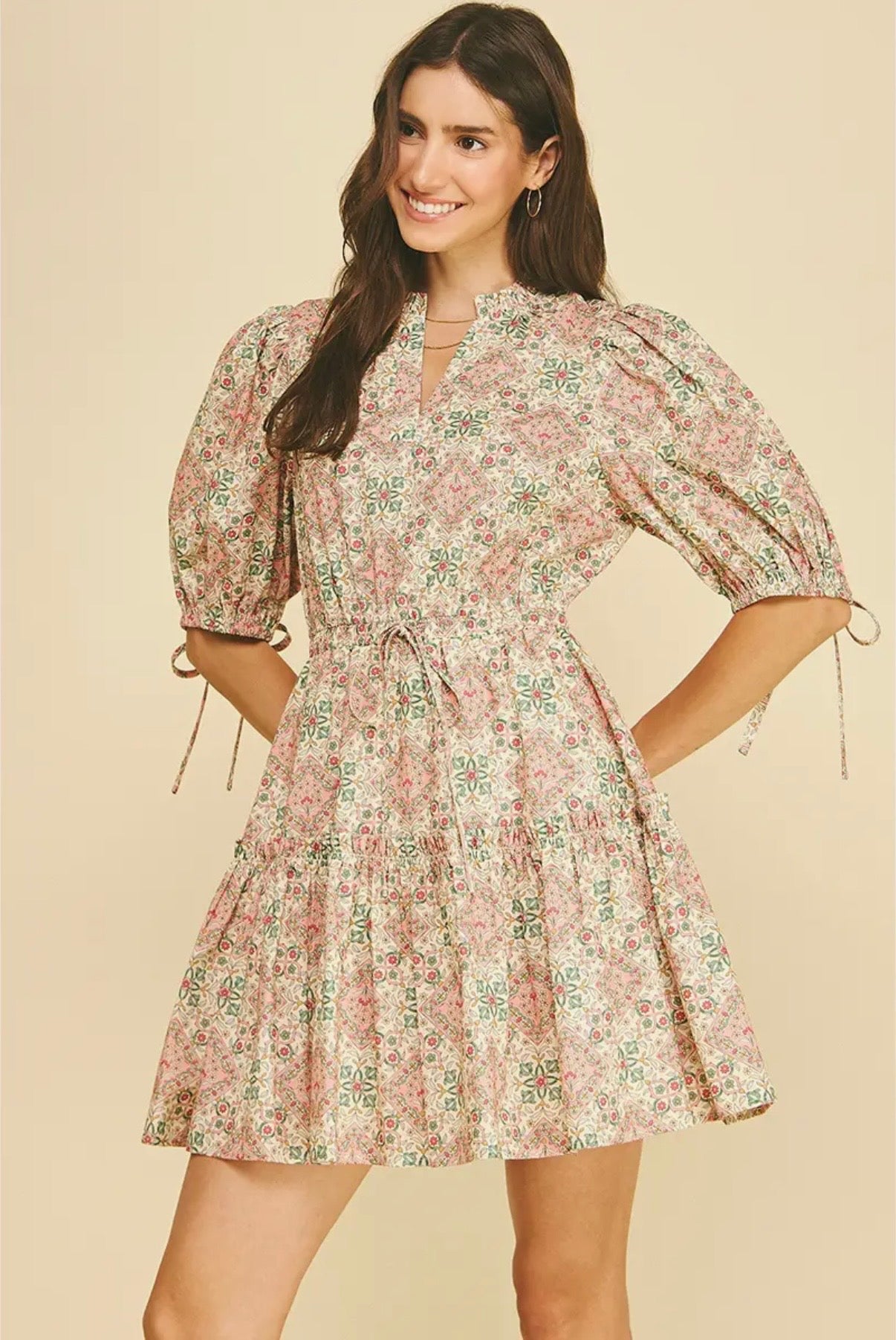 Boho Floral Print Mini Dress