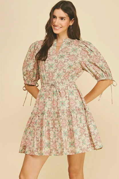 Boho Floral Print Mini Dress