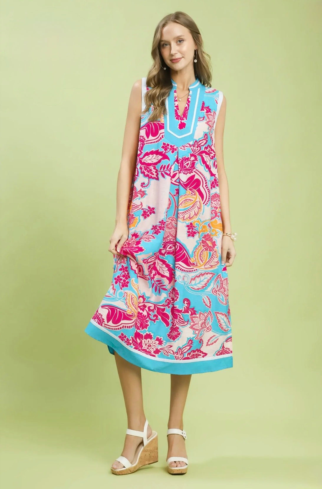 Floral Sleeveless Midi Dress