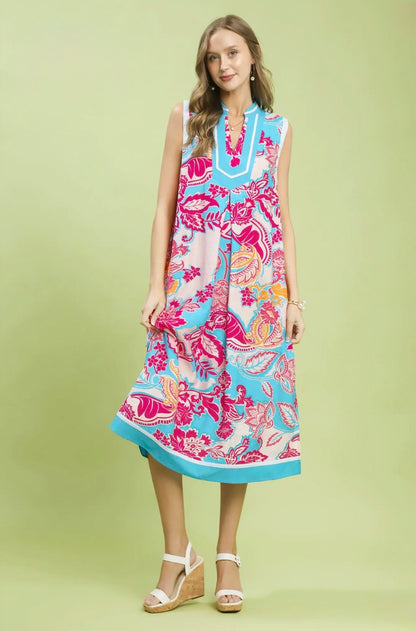 Floral Sleeveless Midi Dress