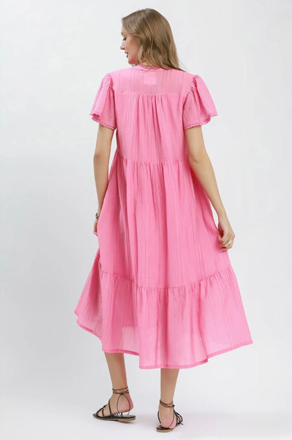 Textured Tiered Midi Dress