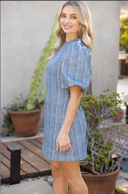Gold Button Shift Dress