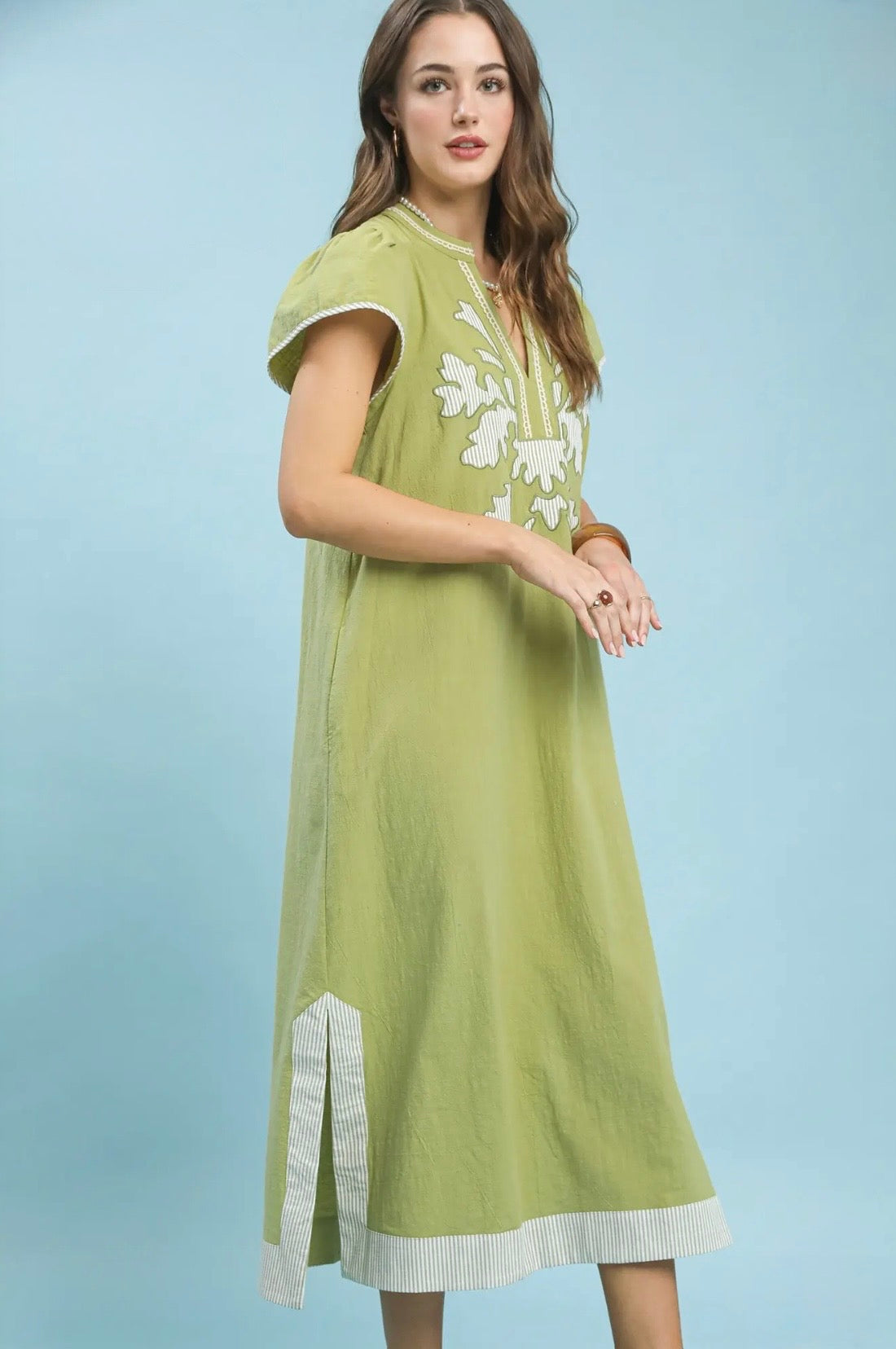 Abstract Applique Midi Dress