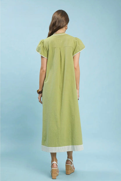 Abstract Applique Midi Dress