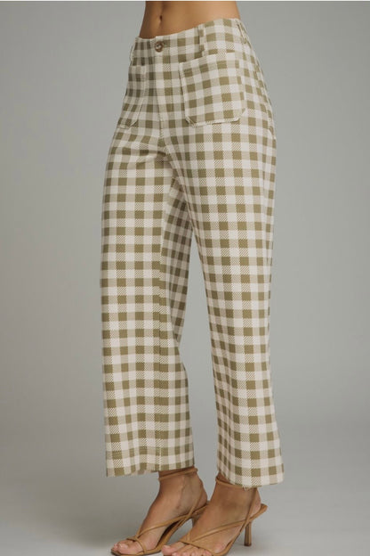 Gingham Wide Leg Pants