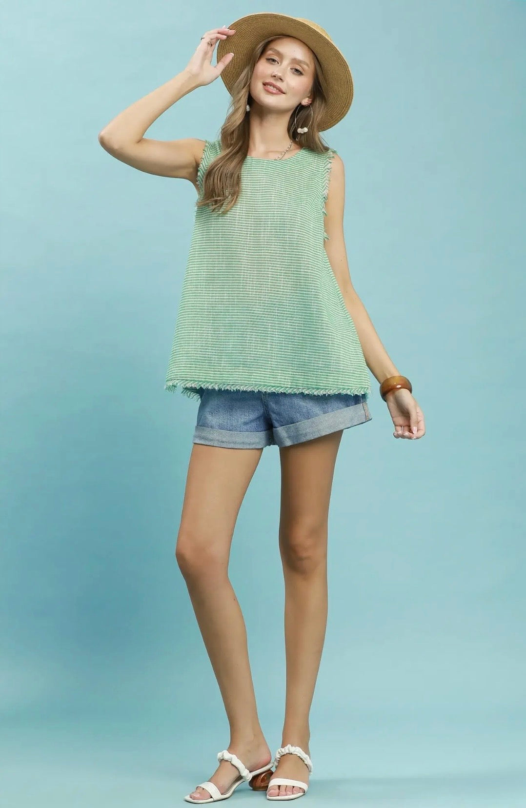 Stripe Fringe Tank Top