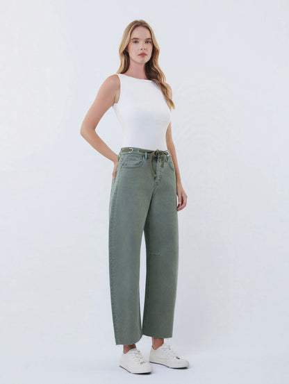 Super High Rise Drawstring Barrel Jeans