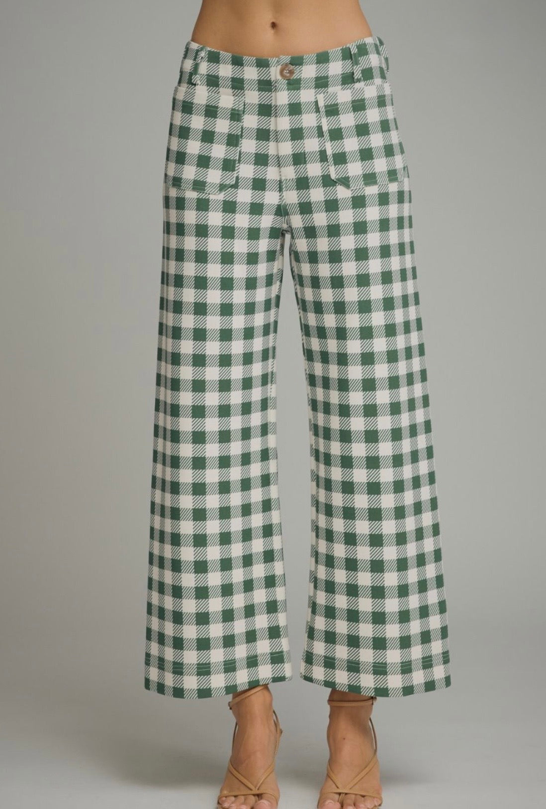 Gingham Wide Leg Pants