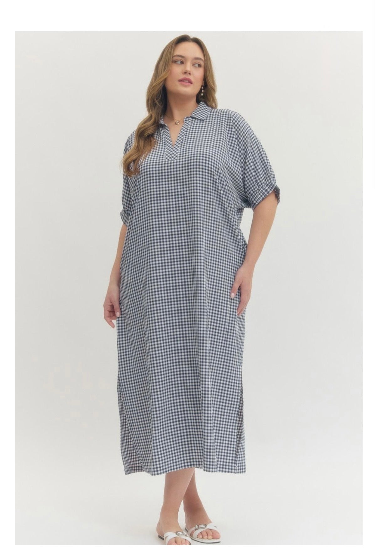 Gingham Midi Dress Curvy
