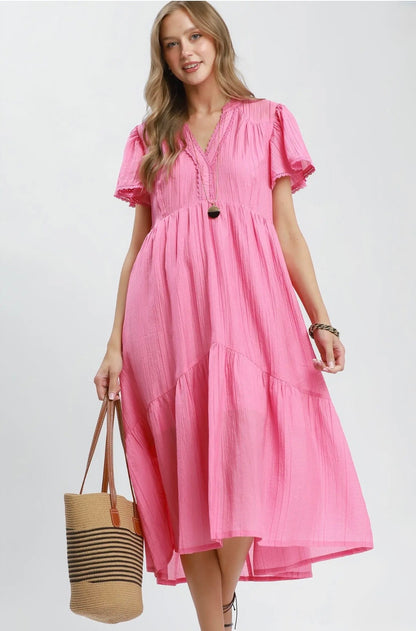 Textured Tiered Midi Dress