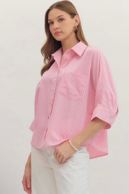 Striped Button Up Top