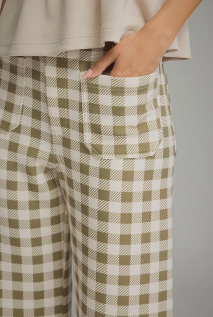 Gingham Wide Leg Pants