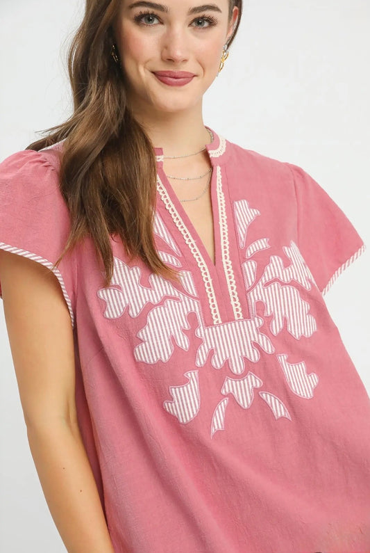 Abstract Applique Midi Dress
