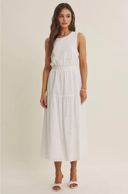 Seashell Eyelet Midi Dress