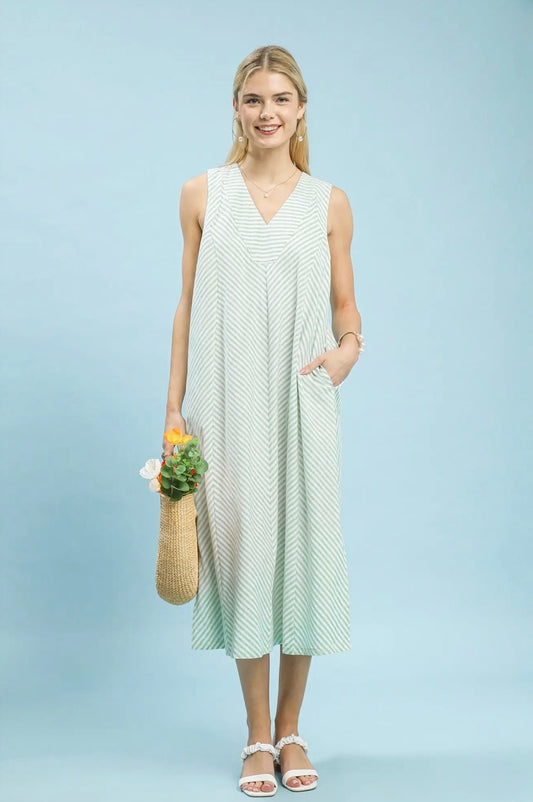 Chevron Stripe Midi Dress
