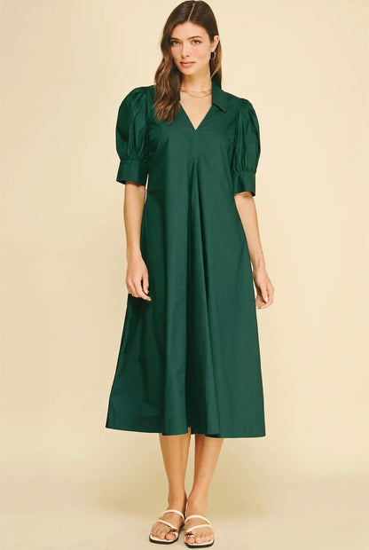 Pleated Midi Dress